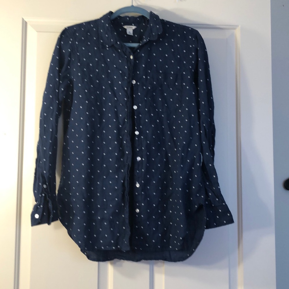 Navy blue linen L.L. Bean button down